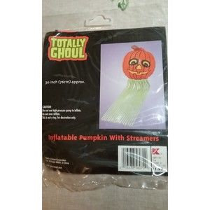 Vintage Kmart Totally Ghoul Inflatable Pumpkin With Streamers 30" NIP